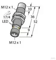Turck Induktiver Sensor nicht b&uuml;ndig PNP, Schlie&szlig;er NI10U-EM12WD-AP6X-H1141