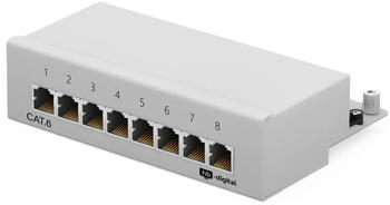 HB-Digital Patchpanel / Patchfeld 8-Port CAT.6 hb-digital für Netzwerkkabel LAN Verlegekabel, STP hellgrau