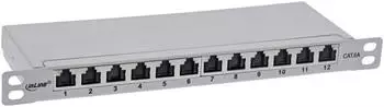InLine 10" Patchfeld Cat.6A 0,5HE 12-fach, lichtgrau, RAL7035, mit Staubschutz (76819A)