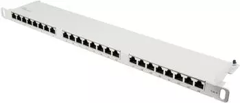 Good Connections Patchpanel 19" Cat. 6, 24-Port, 0,5 HE, STP geschirmt, werkzeugloses &Ouml;ffnen, Lichtgrau (RAL7035) (GC-N0135)