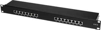 LogiLink Cat.6 Patchpanel 16 Ports geschirmt, 19 Zoll Einbau, schwarz (NP0057)