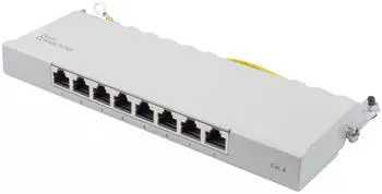 Good Connections Patchpanel Desktop Cat. 6, 8-Port, 0,5 HE, STP geschirmt, werkzeugloses &Ouml;ffnen Lichtgrau (RAL7035) (GC-N0111)