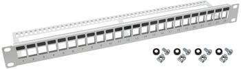 HMF UTP Keystone-Patchpanel f&uuml;r Serverschrank, HMF 66445, 24 Ports RJ45, 19 Zoll lichtgrau (66445-07)