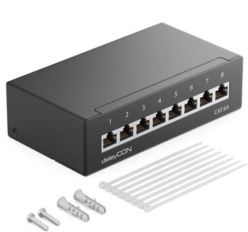 deleyCON CAT6a Patchpanel 8-Port schwarz (MK5509)