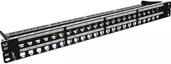 InLine Patchfeld 48-fach, Leerblech Patchpanel f&uuml;r RJ45 Keystone, 48,26cm (19"), 1HE schwarz (76848C)