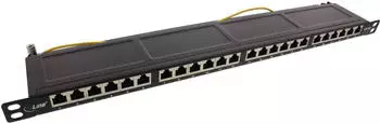 InLine Patchfeld Cat.6A 24-fach, 48,26cm (19"), 0,5HE schwarz RAL9005 (76824F)