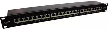 InLine Patchfeld Cat.6A 24-fach, 48,26cm (19"), 1HE schwarz RAL 9005 (76824S)