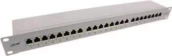 InLine Patchfeld Cat.6A 24-fach, 48,26cm (19"), 1HE lichtgrau RAL7035 (76824I)