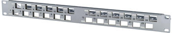Metz Connect Keystone 19 Zoll Modulträger 1HE 24 Port gewinkelt grau unbestückt, geschirmt (130926A0003KE)