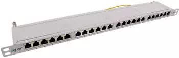 InLine Patchfeld Cat.6A 24-fach, 48,26cm (19"), 0,5HE lichtgrau RAL7035 (76824E)