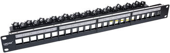 InLine Patchfeld 24-fach, Keystone Leerblech Patchpanel, 19", 1HE schwarz RAL9005 (76824P)