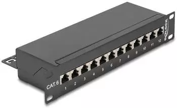 DeLock 10″ Patchpanel 12 Port Cat.6 schwarz (43297)