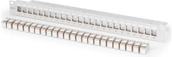 Digitus Patchpanel Set 24 Ports mit 24x Keystone Modulen DN-93615 500 MHz CAT 6A Rack-Montage im 19 Zoll Netzwerkschrank 1 HE Grau (DN-91410-24)