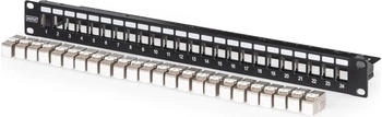 Digitus Patchpanel Set 24 Ports mit 24x Keystone Modulen DN-93615 500 MHz CAT 6A Rack-Montage im 19 Zoll Netzwerkschrank 1 HE Schwarz (DN-91411-24)