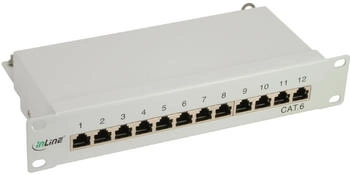 InLine Patchfeld Cat.6 12-fach, 10 1HE, lichtgrau, RAL7035 Netzwerk-Infrastruktur Patchfelder (76213)
