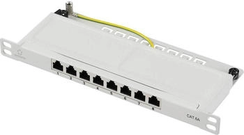 Renkforce RF-4996630 8 Port Patch-Panel 254 mm (10) CAT 6a 0.5 HE Grau Bestückt