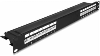 DeLock Patch Panel Rack montierbar CAT 6a RJ-45 X 16, LSA X 16 Schwarz 1U 48.3 cm (19") (66876)