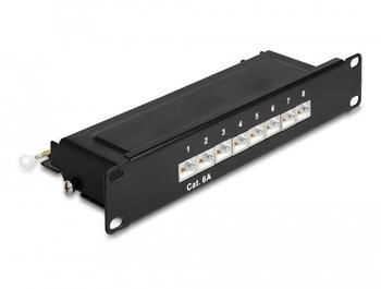 DeLock Patch Panel Rack montierbar CAT 6a RJ-45 X 8, LSA X 8 Schwarz 1U 25.4 cm (10") (66872)