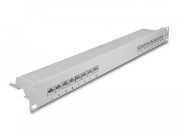 DeLock Patch Panel CAT 6a RJ-45 X 16 Grau 1U 48.3 cm (19") (66877)