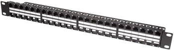 LogiLink Patchpanel 1 HE für 48 Keystone Buchsen schlank ungeschirmt schwarz (1er Faltschachtel) (NK4045)