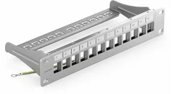 deleyCON CAT6 Patchpanel 12 Port Modular für Keystone 1HE 10 Zoll Netzwerk Verteilerfeld