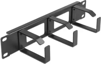 DeLock 10" Kabelmanagement Rangierpanel 2 Öffnungen, 3 Bügel, 1HE, schwarz (66656)