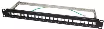 LogiLink Keystone Patch Panel 19" 24-Port geschirmt, schwarz (NK4042)