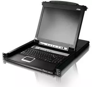 Aten Slideaway CL5708M KVM-Konsole mit Switch, 8-Port, 17" (CL5708M-ATA-GG)