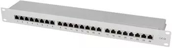 LogiLink Cat.6A Patchpanel 24 Ports geschirmt 19 Zoll Einbau hellgrau (NP0060)