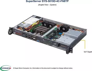 SuperMicro SuperServer 5019D-4C-FN8TP 1U Rack-Server, Xeon D, DDR4 (SYS-5019D-4C-FN8TP)