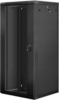 Lanberg Einzelschrank WF01-6627-10B (27U; 1300mm / 600mm / 600 mm; Wandmontage; Glas; 19''; schwarz)