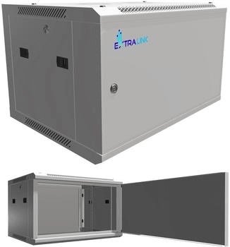 Extralink 6U 600x450 ASP Grau | Rackmount-Schrank | Wandmontage Metalltür (EX.12998)