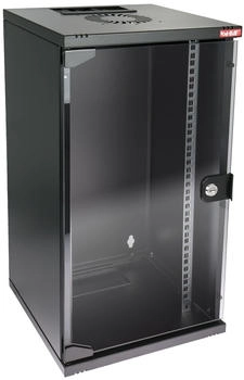HMF 63412-02 10 Zoll 12 HE 300 mm Tiefe Voll montiert Glast&uuml;r Schwarz