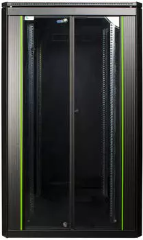 Logon 19" 26U Standschrank, Stahl, 600kg, schwarz (RDL26U88BL)