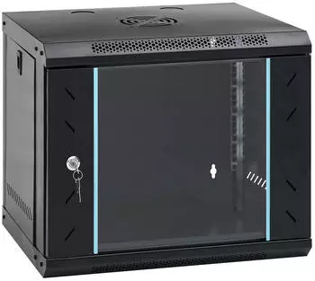 vidaXL Netzwerkschrank 19" Wandmontage, Stahl, schwarz, 53x45x45cm (42017651)
