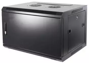 DSIT Netzwerkschrank 19" Wandmontage 4HE 600x450x280mm Metallt&uuml;r schwarz (DS6404M)