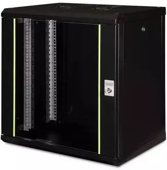 Digitus ProLine Wandschrank 12HE, Sicherheitsglast&uuml;r, schwarz, 450mm tief