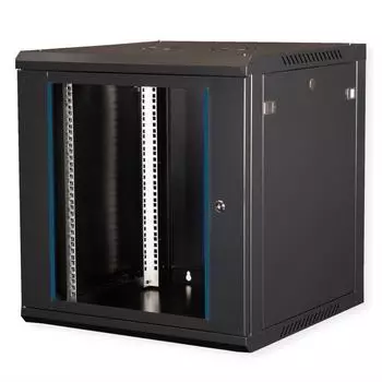 Roline / Secomp RolineSecomp Value 19" Wandgeh&auml;use 12HE, Flatpack, Sicherheitsglast&uuml;r, IP20, RAL 9005, 600mm tief (26.99.0830)
