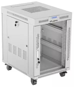 Lanberg 19" Rackschrank 15HE, LCD, freistehend, Flat Pack, V2, Glast&uuml;r, IP20, RAL 7035, 800mm tief (FF01-6815-12SL)