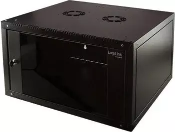 LogiLink Canovate Wandgeh&auml;use 12HE, einteilig, Sicherheitsglast&uuml;r, schwarz, 560mm tief (W12E66B)