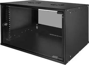 LogiLink 19" Wandschrank ECO 6HE, montiert, Sicherheitsglast&uuml;r, schwarz, 400mm tief (W06C55B)