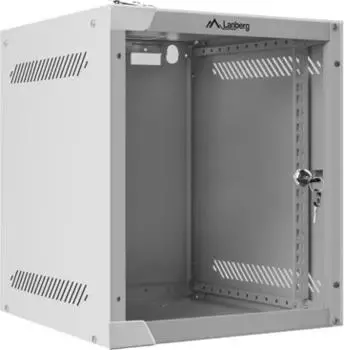 Lanberg WF10 Series 10" Rack Wandschrank 6HE, h&auml;ngend, Flatpack, Glast&uuml;r, IP20, RAL 7035, 310mm tief (WF10-2306-10S)