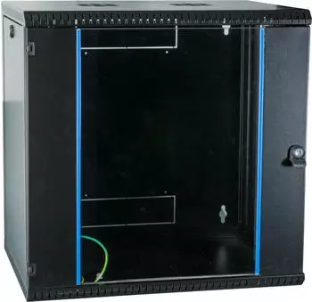 EFB Elektronik 19" Wandgeh&auml;use 12HE, 1-teilig, fest, vormontiert, eigenbel&uuml;ftet, Sicherheitsglast&uuml;r, IP20, RAL 9005, 600mm tief (691712VTS.60)