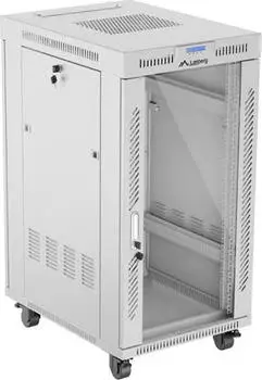 Lanberg 19" Rackschrank 22HE, LCD, freistehend, Flat Pack, V2, Glast&uuml;r, IP20, RAL 7035, 800mm tief (FF01-6822-12SL)