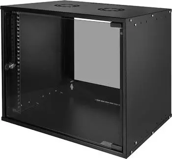 LogiLink 19" Wandschrank ECO 9HE, montiert, Sicherheitsglast&uuml;r, schwarz, 400mm tief (W09C55B)