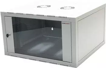 LogiLink Canovate Wandgeh&auml;use 6HE, einteilig, Sicherheitsglast&uuml;r, grau, 560mm tief (W06E66G)