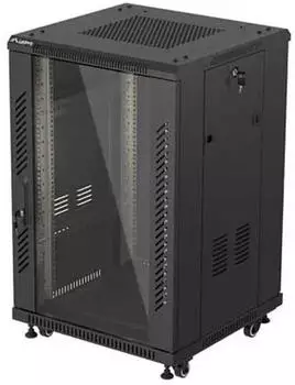 Lanberg 19" Standschrank 18U 600x600mm Glast&uuml;r, schwarz (FF01-6618-12B)