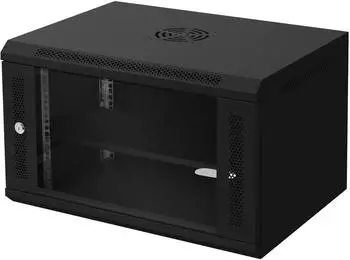ECD Germany Netzwerkschrank 19 Zoll 6 HE Wandmontage schwarz 600x370x450mm