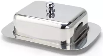 Echtwerk Butterdose aus Edelstahl 18,5x12,2x7,0 cm Silber-Edition