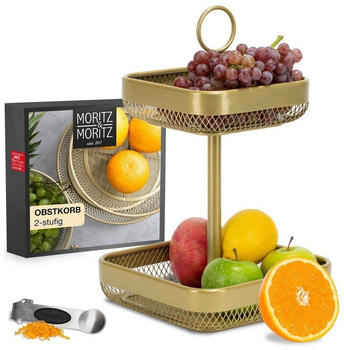 Moritz & Moritz Etagere Gold Metall 2-st&ouml;ckig Eckig 35,5cm